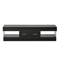 TV-SCHRANK 152/35/40 cm Schwarz Hochglanz mit LED und 2 Schubladen - Schwarz, Holzwerkstoff/Metall (152/40/35cm) - Oxeza