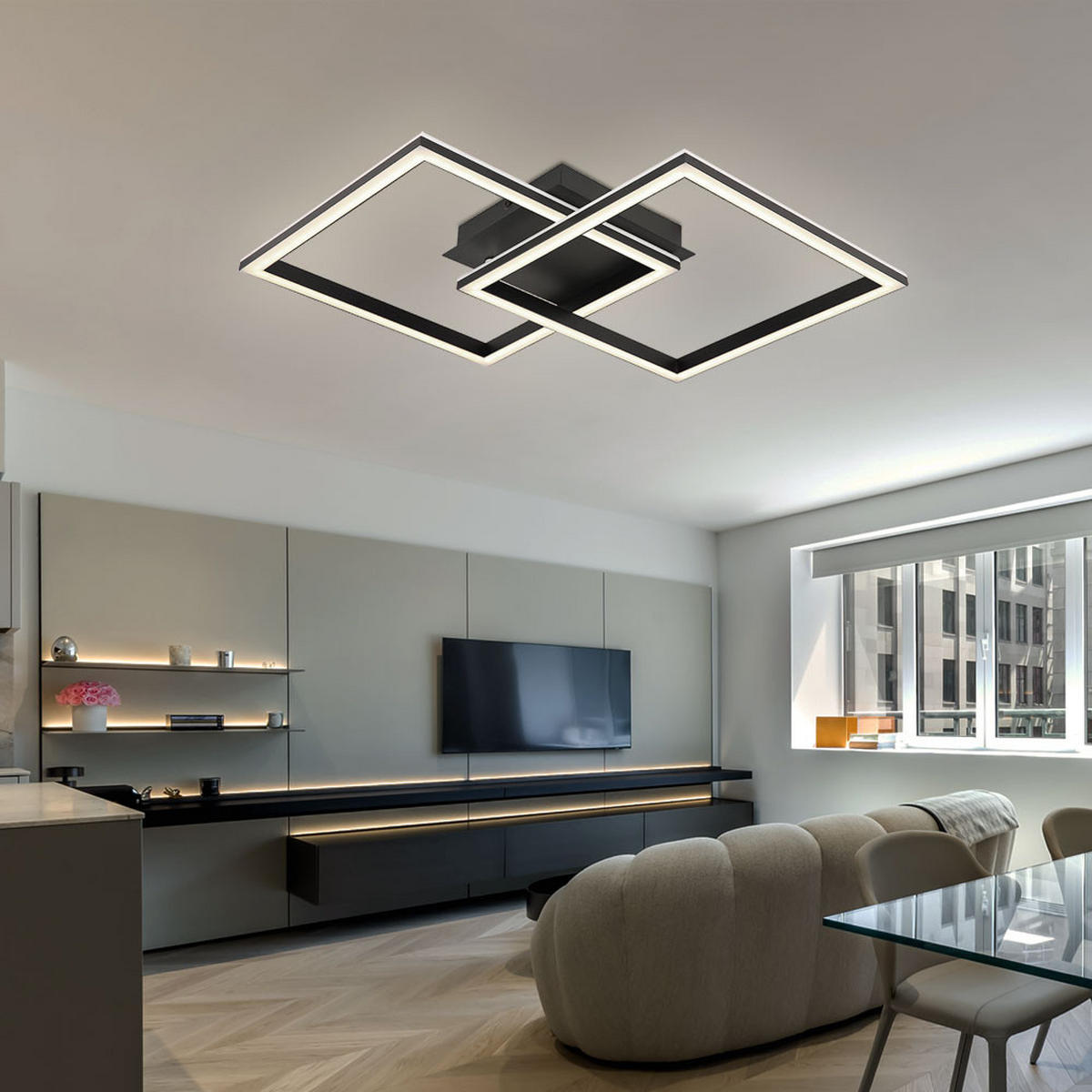 LED DECKENLEUCHTE JEPP Metall Schwarz - Schwarz, Metall (44/29.4/7.7cm)