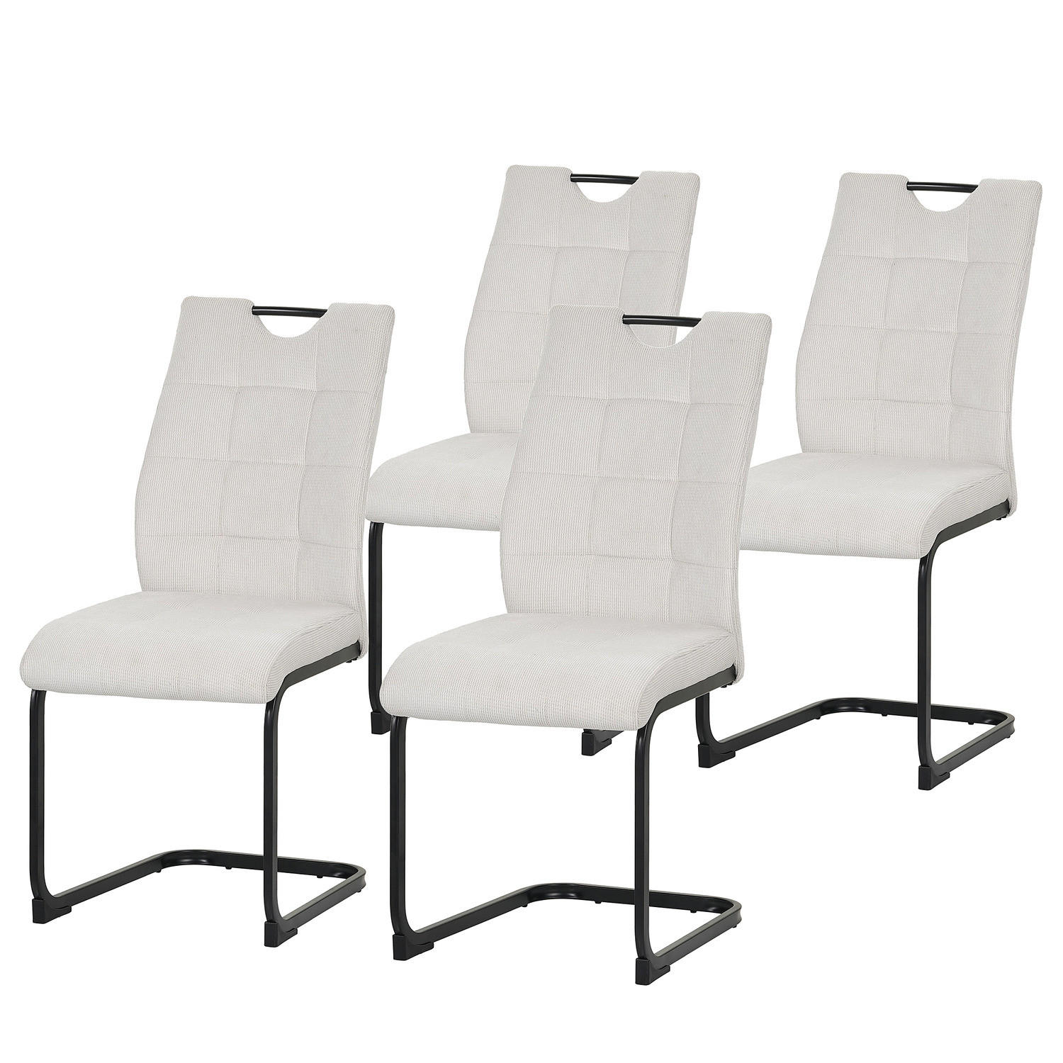 FREISCHWINGER 4ER-SET - Metall / Textil - Beige, Textil/Metall (44/96/59cm) - home24