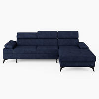 ECKSOFA VENTO Rechts Stahlgrau Velours Premium L-Form Couch mit Schlaffunktion & Bettkasten - Schwarz/Dunkelblau, Holz (261/190cm) - Barchello