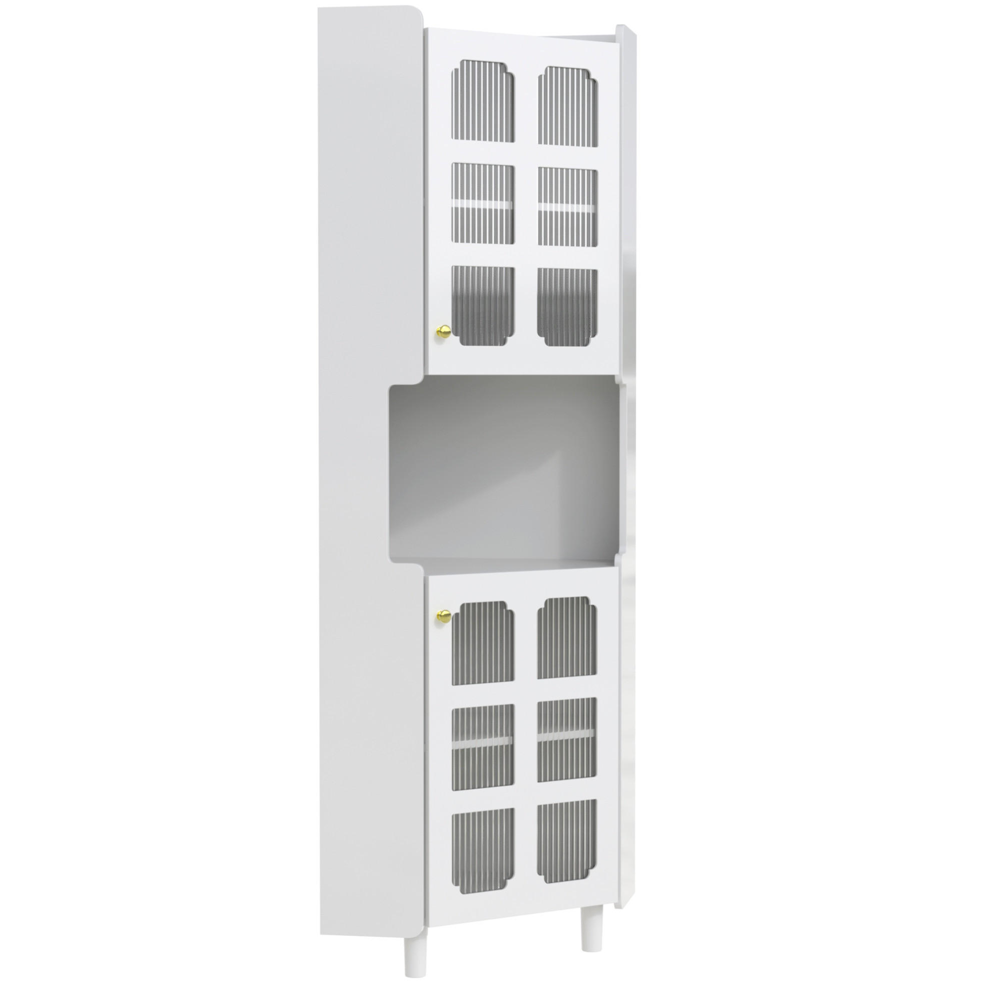 HOCHSCHRANK 63,5/63,5/157,5 cm aus MDF mit App-gesteuerter LED-Beleuchtung Weiß - Weiß, Holzwerkstoff (63.5/157.5/17cm) - Modenvie