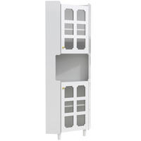 HOCHSCHRANK 63,5/63,5/157,5 cm aus MDF mit App-gesteuerter LED-Beleuchtung Weiß - Weiß, Holzwerkstoff (63.5/157.5/17cm) - Modenvie