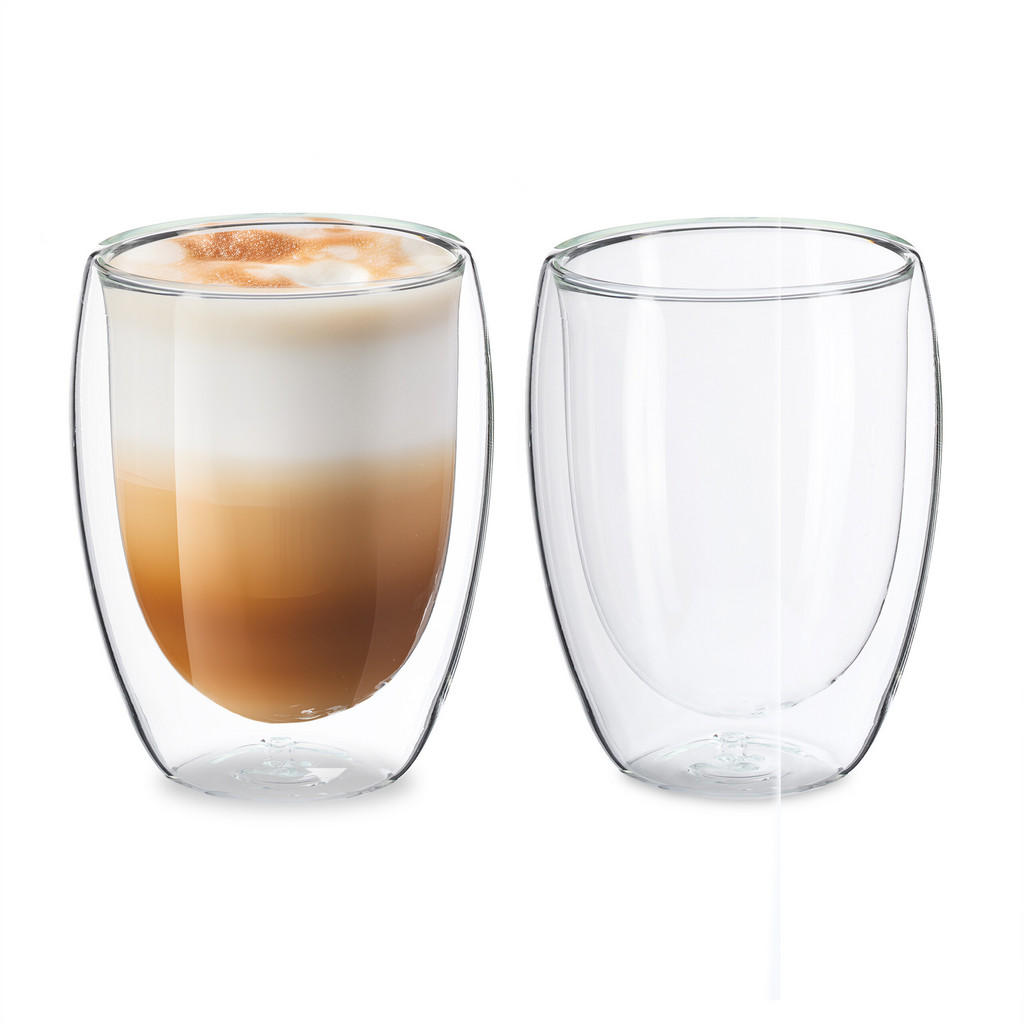Relaxdays SKLENICE Transparentní 2dílný-set na Latte Macchiato dvojitá stěna