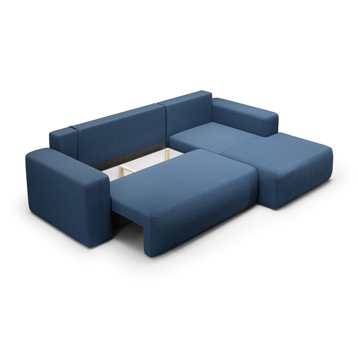 ECKSOFA Bliss 3 Sitzplätze Blau - Blau, Holz (268/163cm) - Petits-meubles