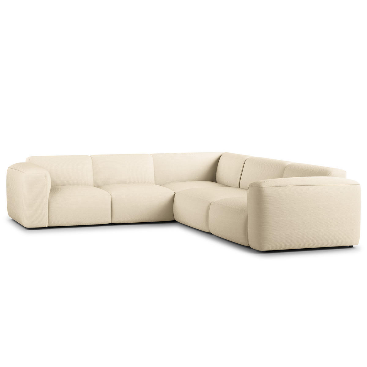 ECKSOFA mit Rundecke - Beige/Schwarz, Kunststoff/Textil (325/260cm) - home24