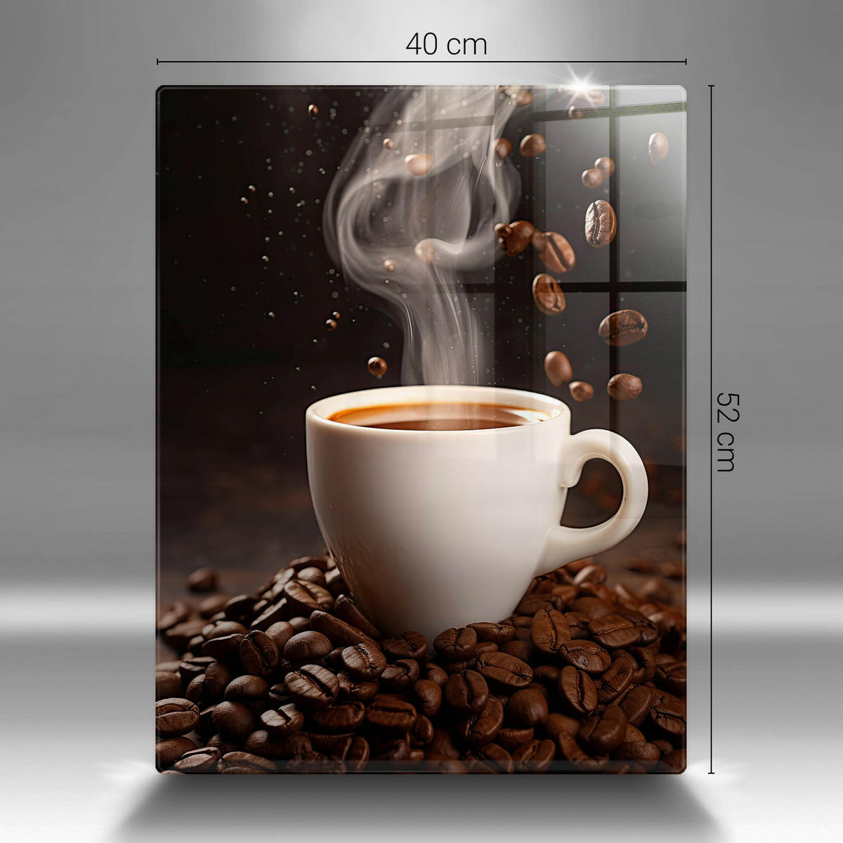 GLASPLATTE 40x52 cm Heiße Tasse Kaffee - Dunkelbraun, Glas (40/52cm) - Wallfluent