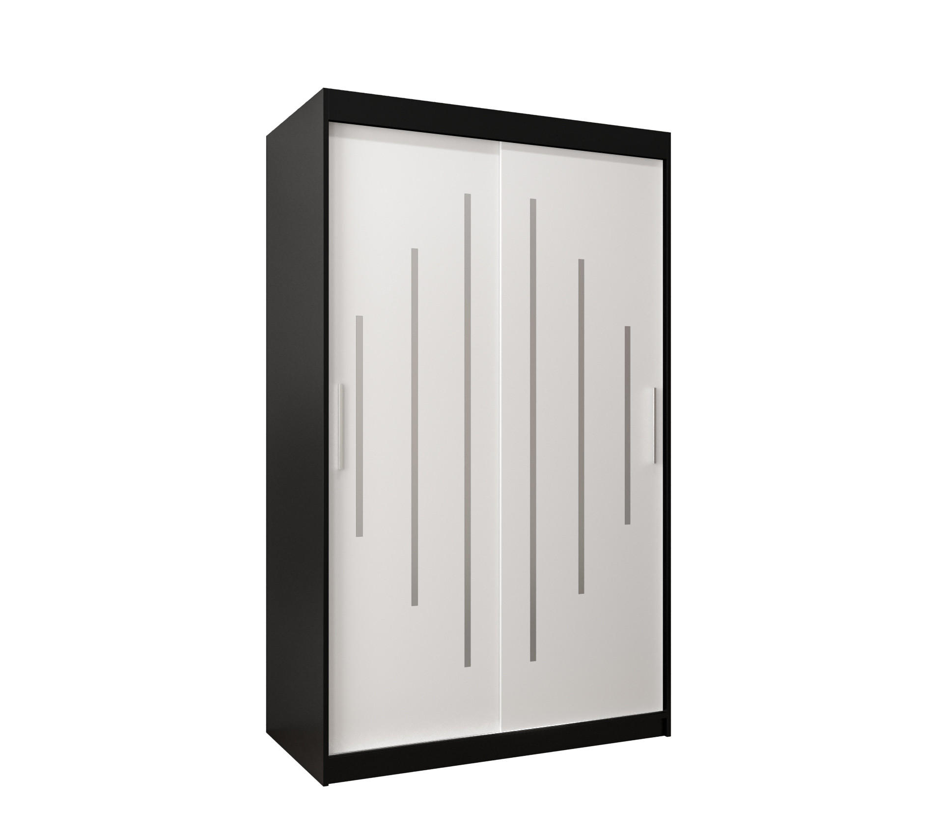 SCHWEBETÜRENSCHRANK 200/120/62 2-türig - Silberfarben/Schwarz, Holz/Kunststoff (120/200/62cm) - Abiks Möbel