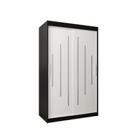 SCHWEBETÜRENSCHRANK 200/120/62 2-türig - Silberfarben/Schwarz, Holz/Kunststoff (120/200/62cm) - Abiks Möbel