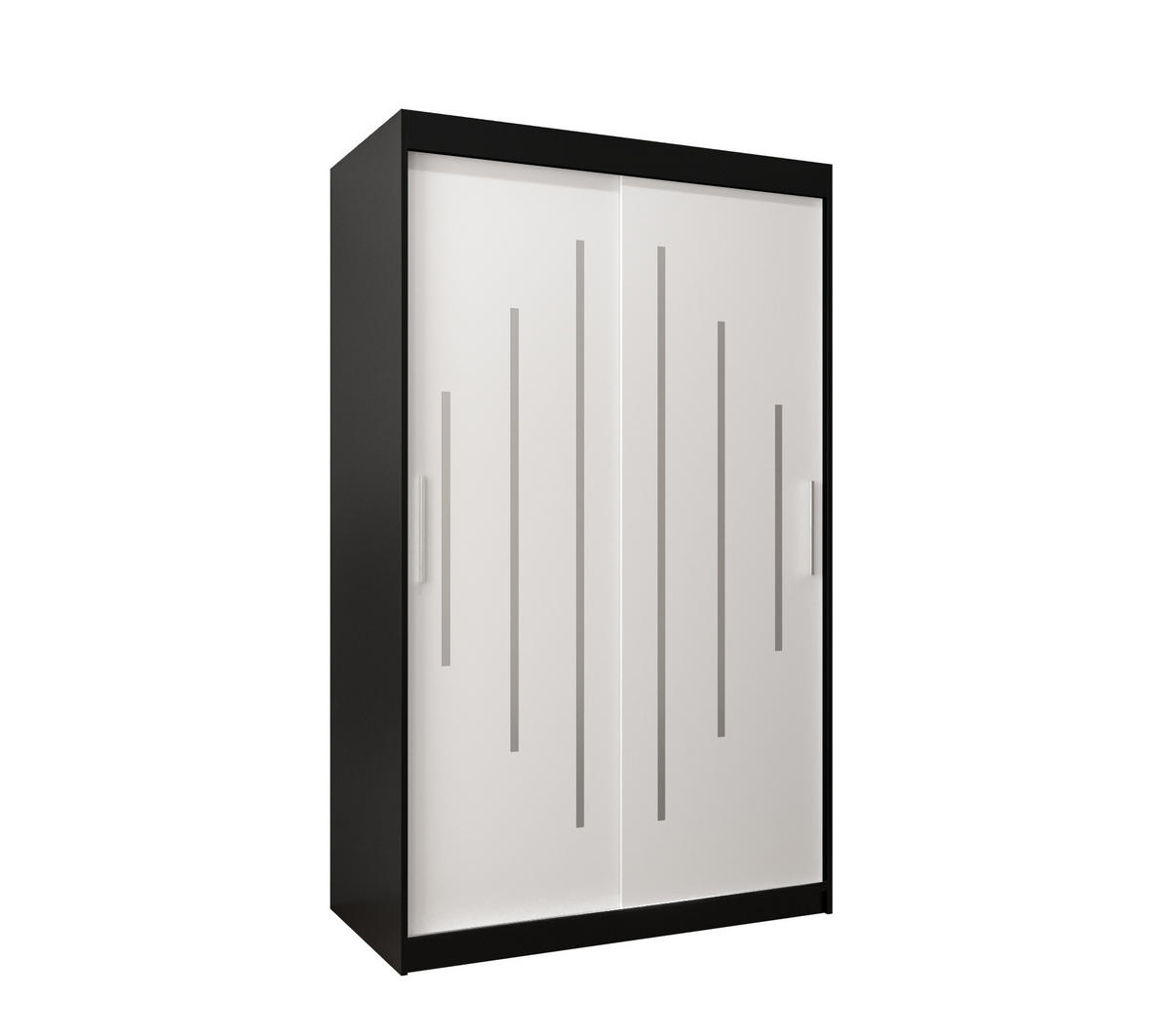 SCHWEBETÜRENSCHRANK 200/120/62 2-türig - Silberfarben/Schwarz, Holz/Kunststoff (120/200/62cm) - Abiks Möbel