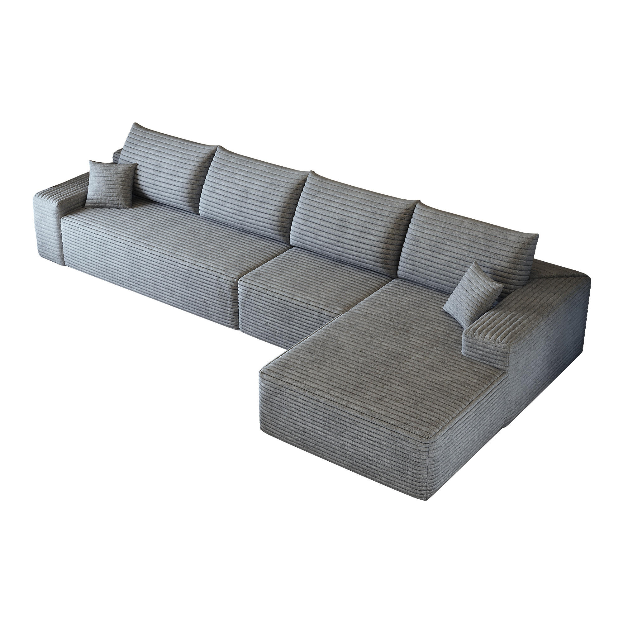 ECKSOFA DE-34857 3-Sitzer Chaiselongue rechts Grau - Grau, Textil (175/270cm) - ComfortXL