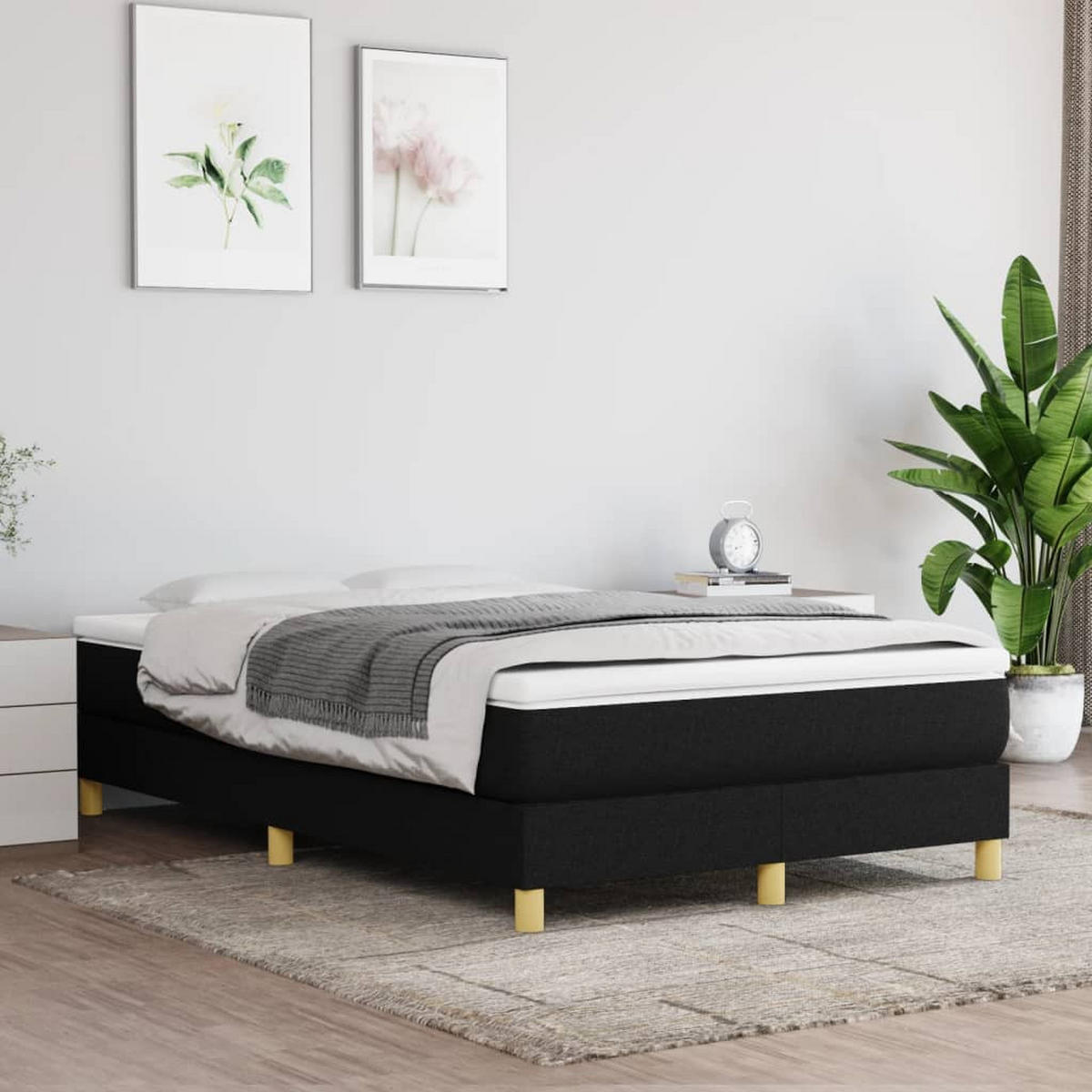 POLSTERBETT Quinn 120/203 cm - Schwarz, Holzwerkstoff (120/200cm) - Nettlife