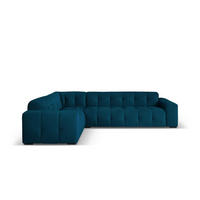 ECKSOFA links Kendal aus Samt marineblau 6 Sitzplätze - Blau, Textil (231/332cm) - Micadoni