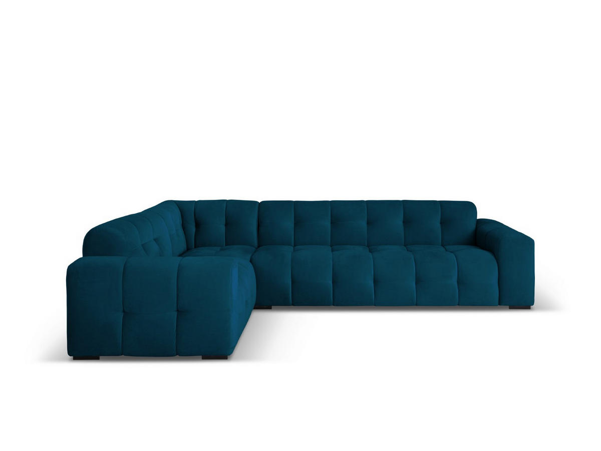 ECKSOFA links Kendal aus Samt marineblau 6 Sitzplätze - Blau, Textil (231/332cm) - Micadoni