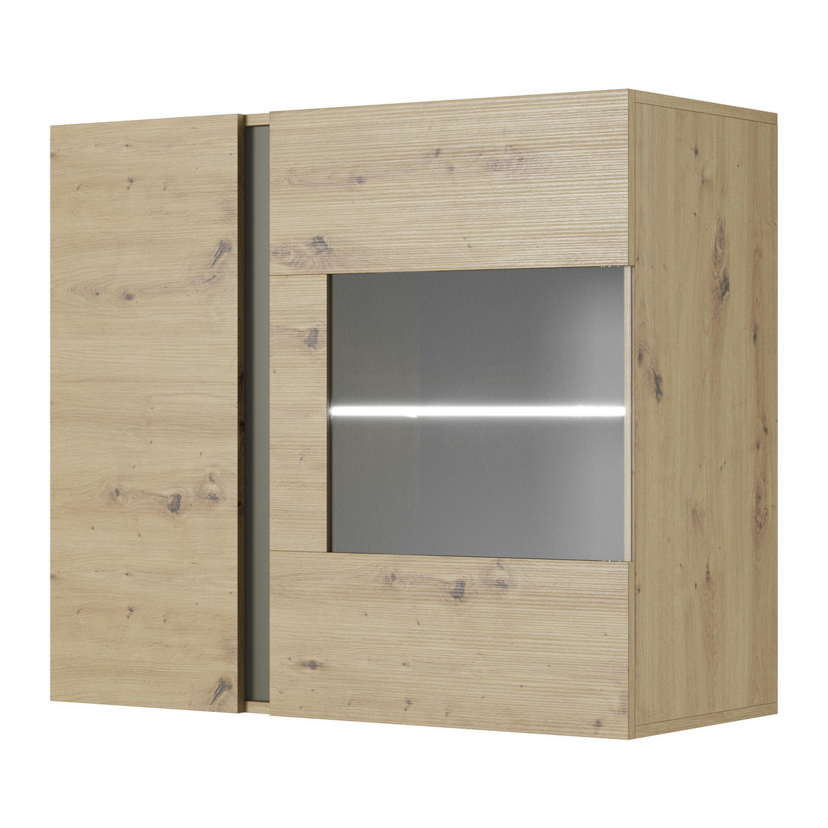 VITRINE ANDEBU WIT1 ABS-Kante Eiche Eiche - Eichefarben/Braun, Glas/Holzwerkstoff (96/82/40cm) - Komodee