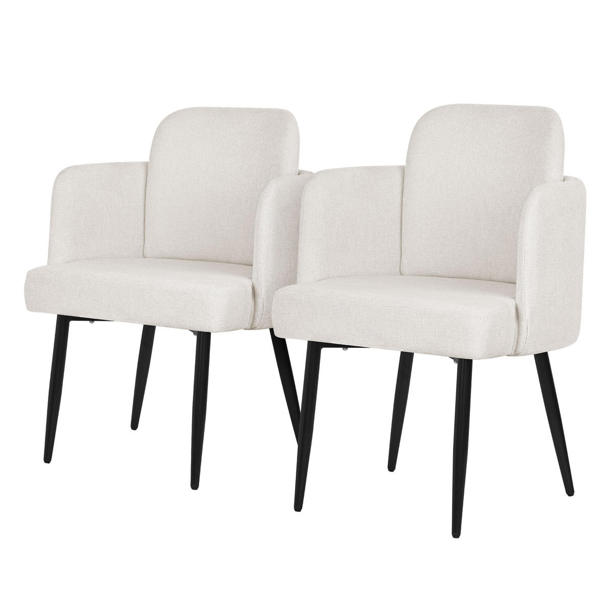 ESSZIMMERSTÜHLE 2er Set Beige mit Stoffbezug Rattan Optik - Beige/Schwarz, Textil/Metall (59/86/59cm) - ML-DESIGN