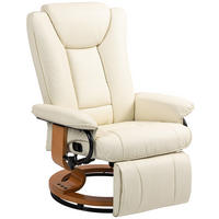 RELAXSESSEL Drehbar Fernsehsessel mit Liegefunktion, Fußstütze, Cremeweiß - Creme, Leder (88/103/78cm) - HOMCOM