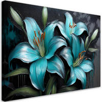 WANDBILD lilienblumen türkisfarbene pflanzen - Türkis, Textil (60/40cm) - Feeby