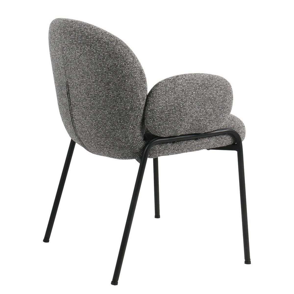 ARMLEHNENSTUHL - 2er-Set - Strukturstoff / Eisen - Schwarz/Grau, Textil/Metall (60/81/61cm) - home24