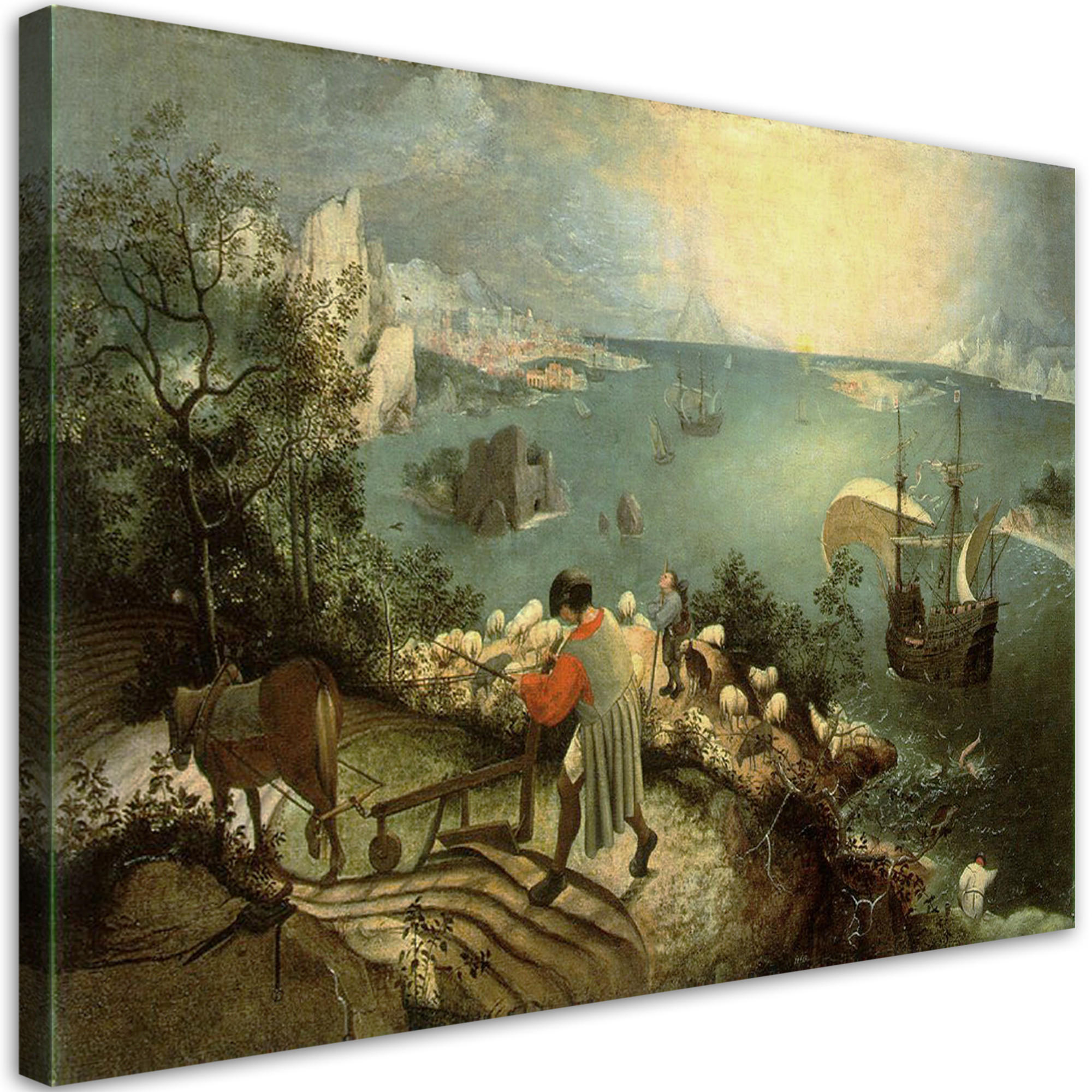 WANDBILD landschaft mit dem sturz des ikarus pieter bruegel - Multicolor, Textil (60/40cm) - Feeby