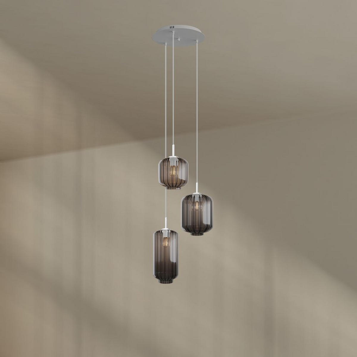 GALERIELEUCHTE Velo 3-flammig Rauch Ø 18/20/25cm - Anthrazit/Weiß, Glas (25/25/27cm) - s.luce
