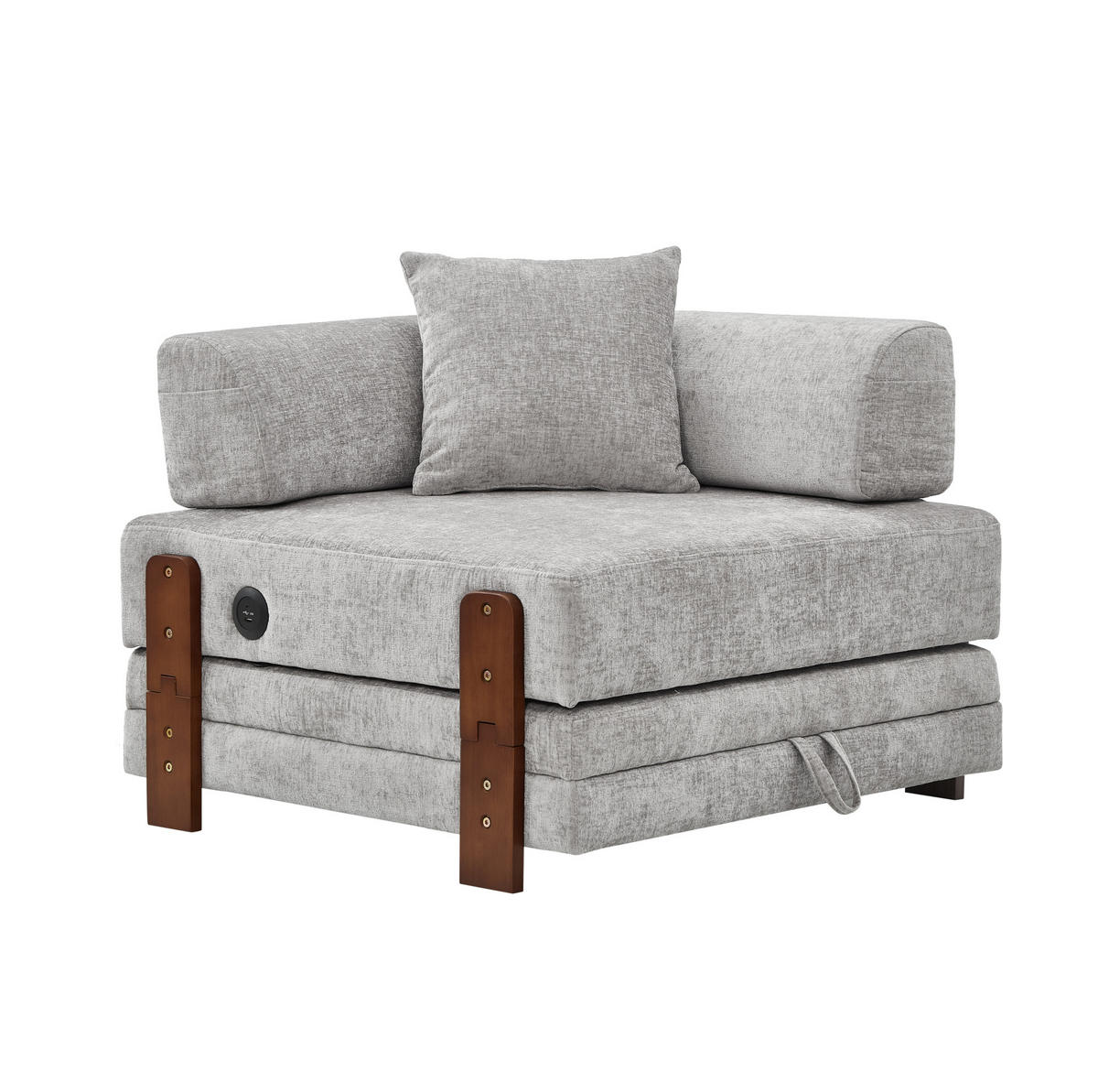 SCHLAFSOFA klappbar 2-in-1 Stoff Light Grey - Hellgrau, Textil (170.5/48/84cm) - Meubliv