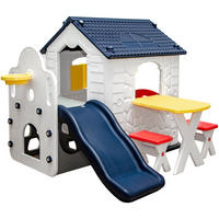 SPIELHAUS mit Rutsche und Hockern 165/205/118 cm, Bunt - Multicolor, Kunststoff (165/118/205cm) - Littletom