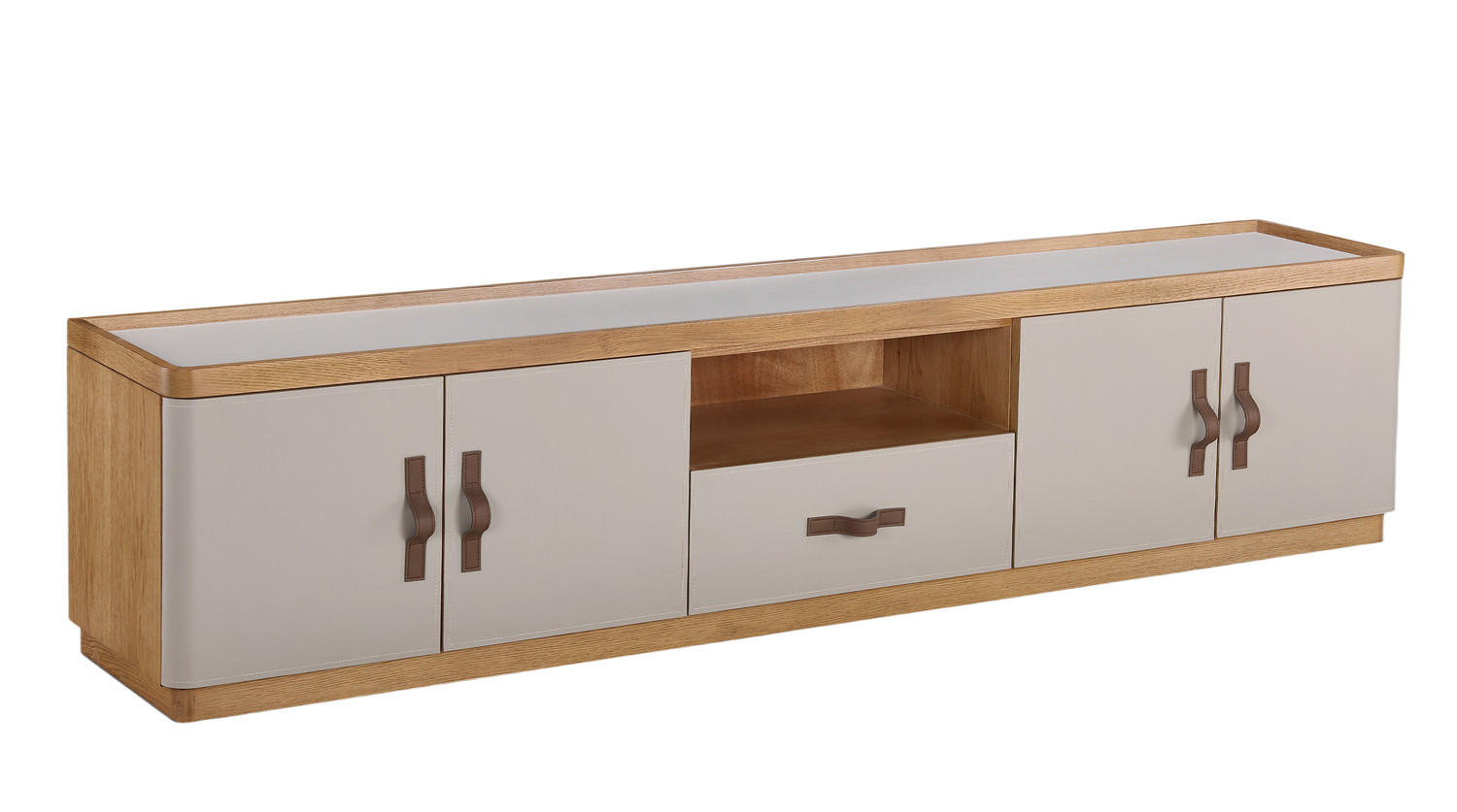 LOWBOARD FLORIANA Weiß Eiche - Eichefarben/Weiß, Eichenholz/Holz (140/200cm) - KAWOLA