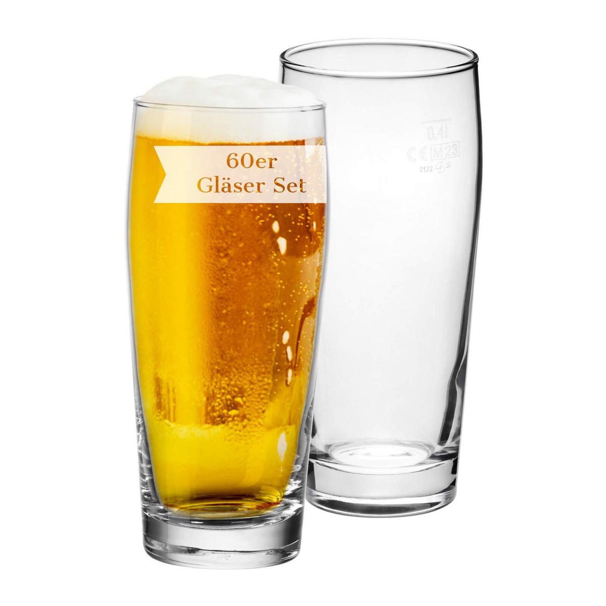 WILLI BECHER GEEICHT transparent 0,4 l 60er Set - Transparent, Glas (0.4L) - Van Well