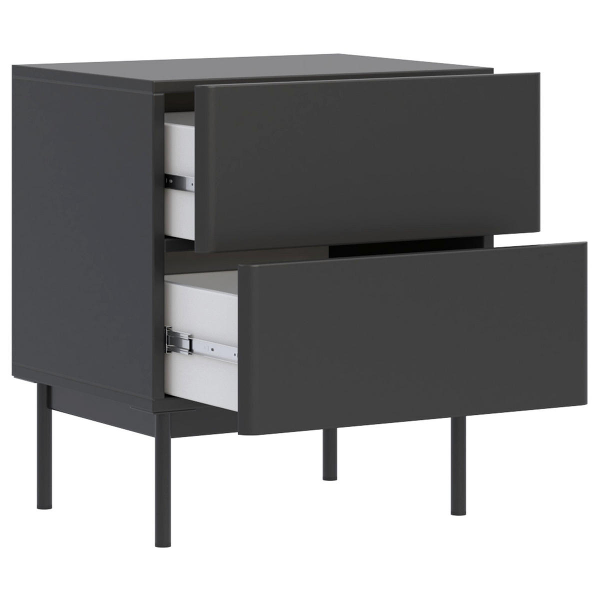 NACHTTISCH Olio 2 Schubladen Schwarz 50 cm - Schwarz, Holzwerkstoff/Metall (50/57.2/38.6cm) - Selsey