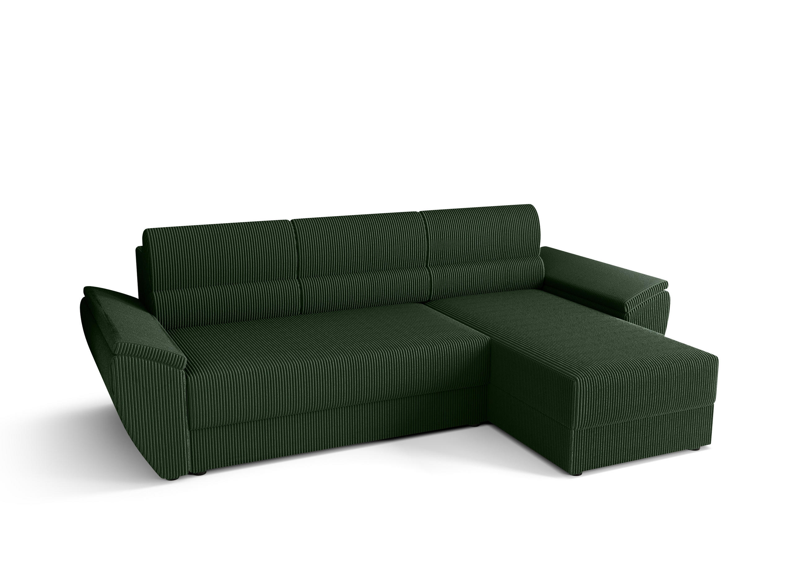 ECKSOFA L REBI L2 Poso 14 Rechts mit Schlaffunktion, Grün, L-Form - Grün, Textil (251/140cm)