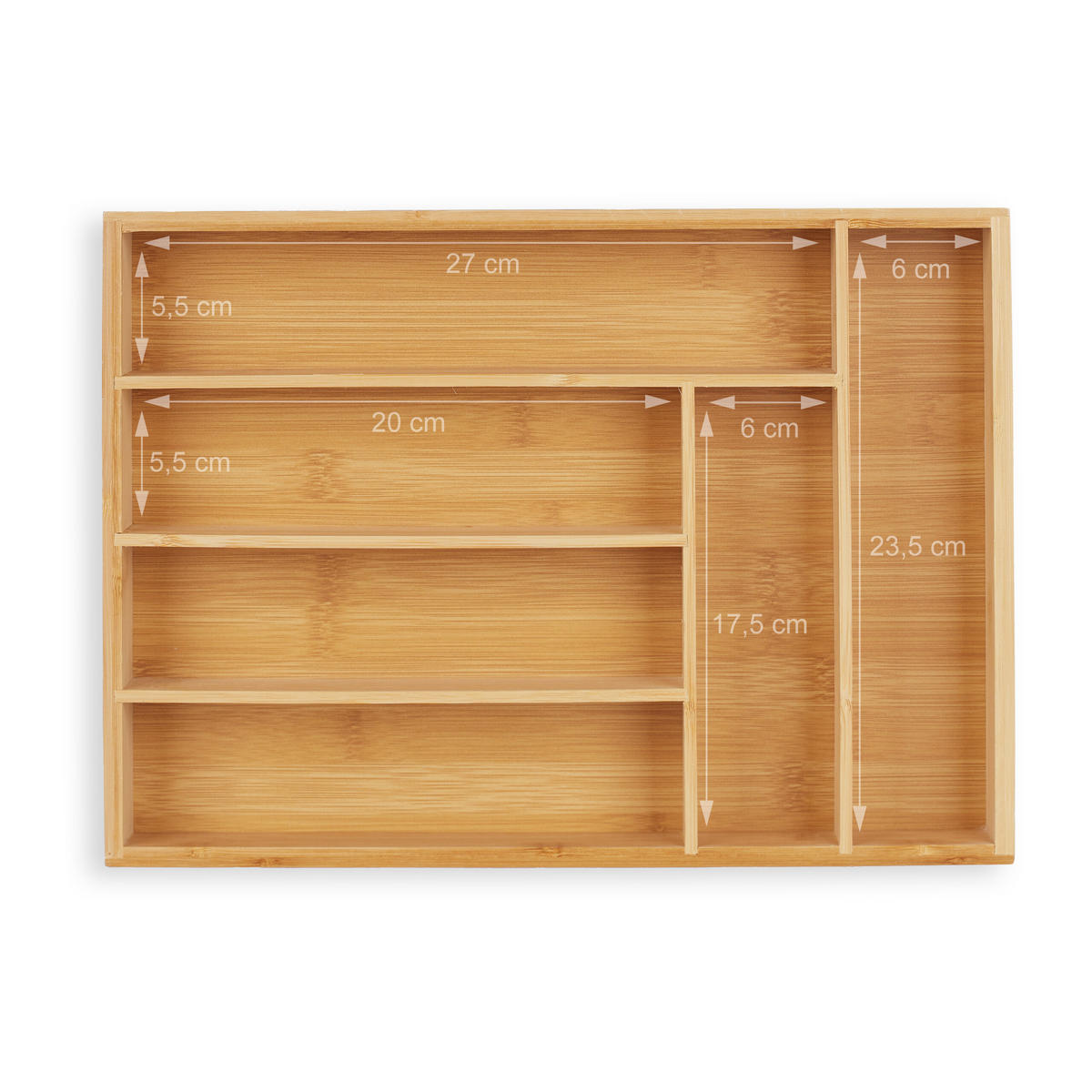 BESTECKKASTEN Bambus - Hellbraun, Holz (25.5/5/35.5cm) - Relaxdays