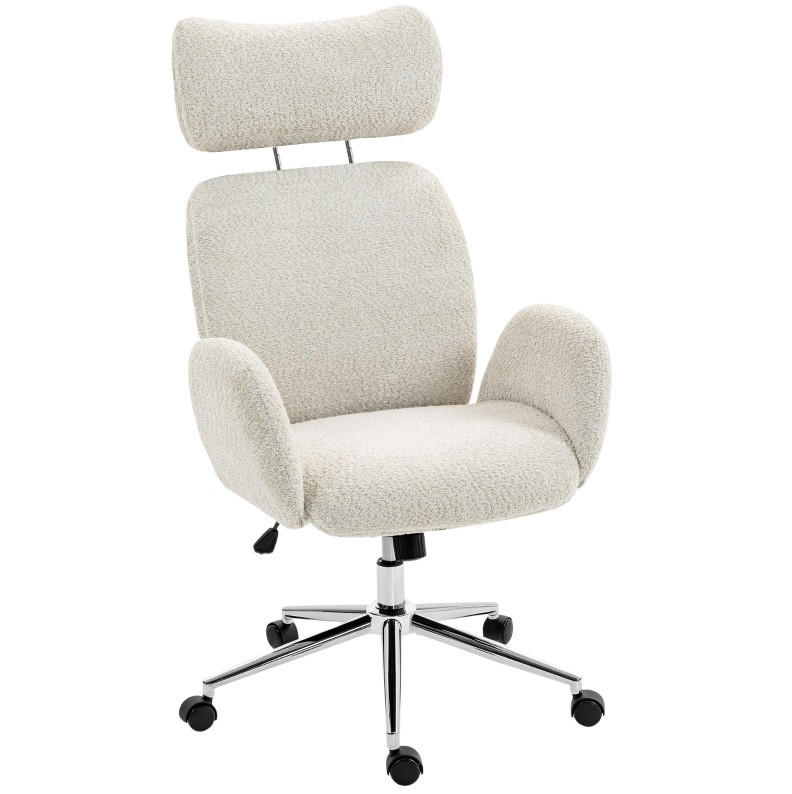 BÜROSTUHL höhenverstellbar mit Kopfstütze Polyester Light Gray - Hellgrau, Kunststoff (65/123/75cm) - Meubliv
