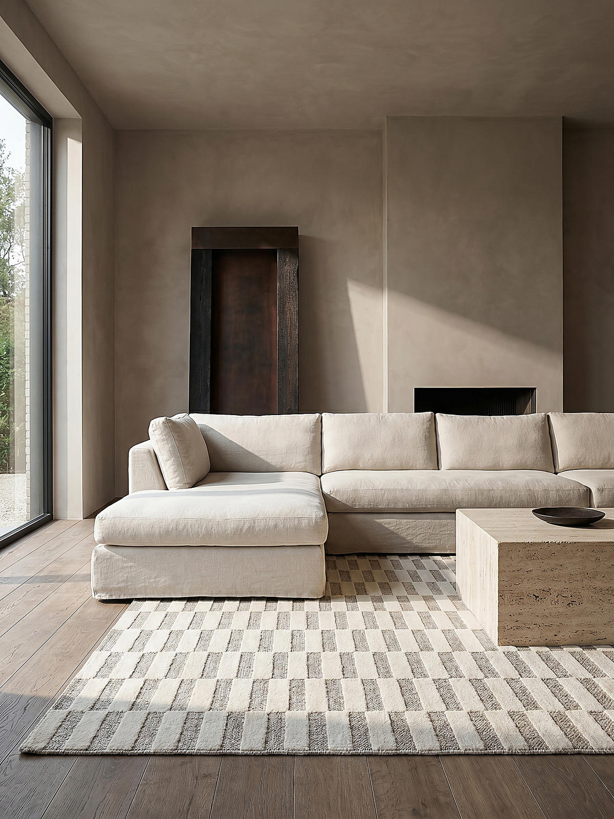 TEPPICH Waschbar RIDGE, mit Schachbrettmuster, Beige, 155 x 230 cm - Beige, Textil (155/230cm) - KADIMA DESIGN