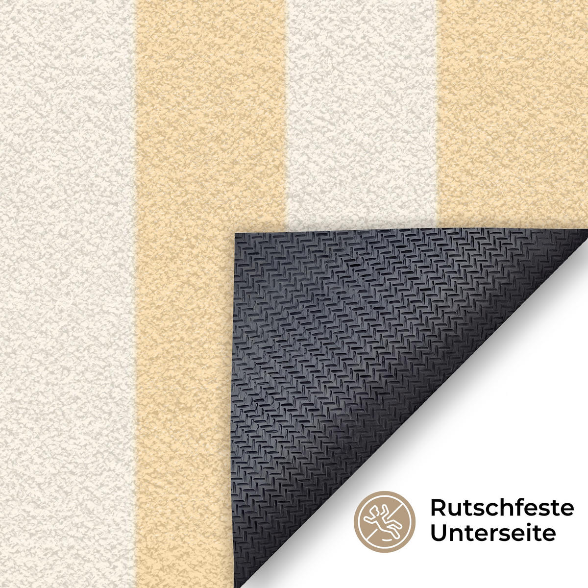 FUSSMATTE Blau – Gelb – Streifen – La Dolce Vita 180x120 cm - Hellgelb, Kunststoff (180/0.4cm) - MuchoWow