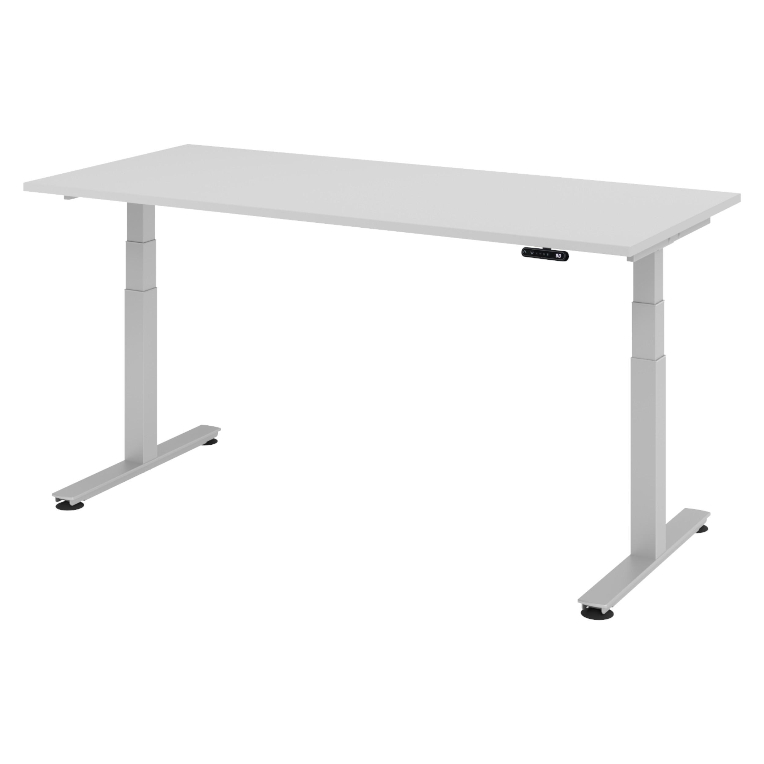 SCHREIBTISCH elektrisch XDSM 80/180/72 cm in Grau/Silberfarben - Silberfarben/Grau, Holzwerkstoff (80/180/72cm) - bümö