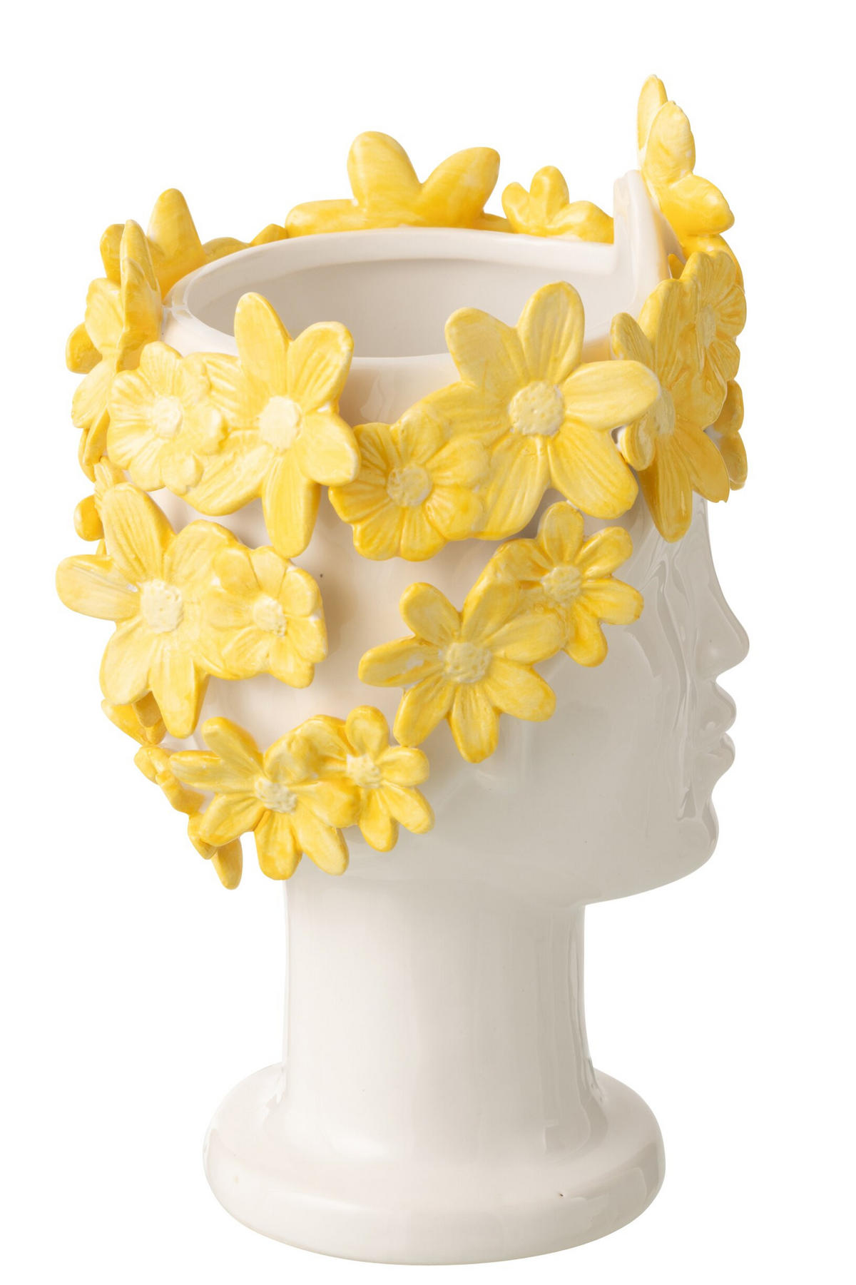 BLUMENTOPF BLUMENMÄDCHEN Weiß - Gelb, Keramik (16.5/24.5cm) - J-Line