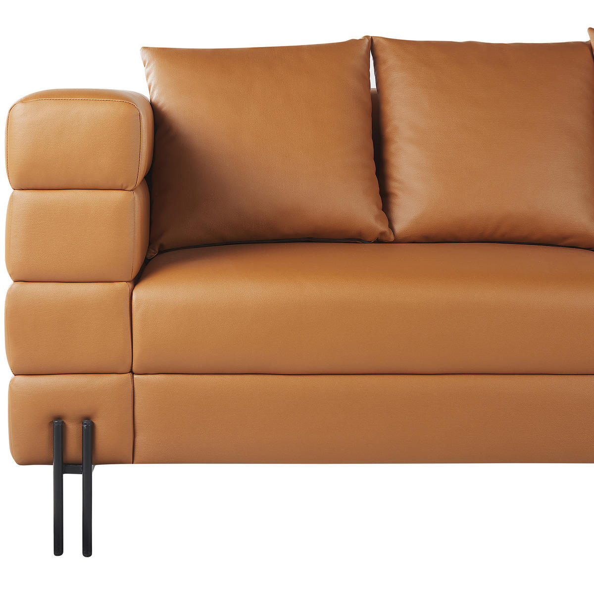 3-SITZER-SOFA Kunstleder Braun Granna - Hellbraun, Kunststoff/Textil (209/74/82cm) - Beliani