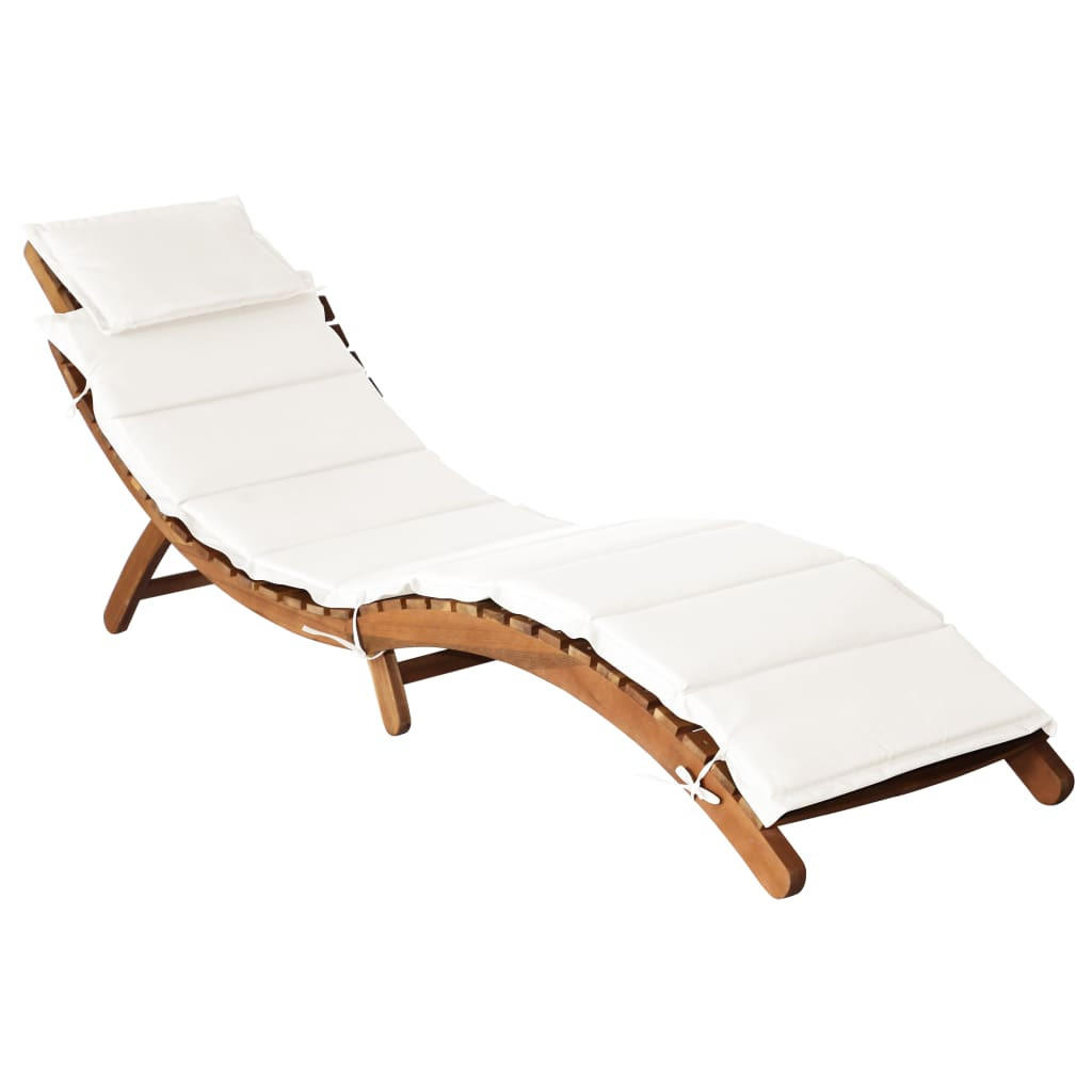 SONNENLIEGEN Creme Massivholz Akazie - Creme, Holz/Textil (55/64/184cm) - vidaXL