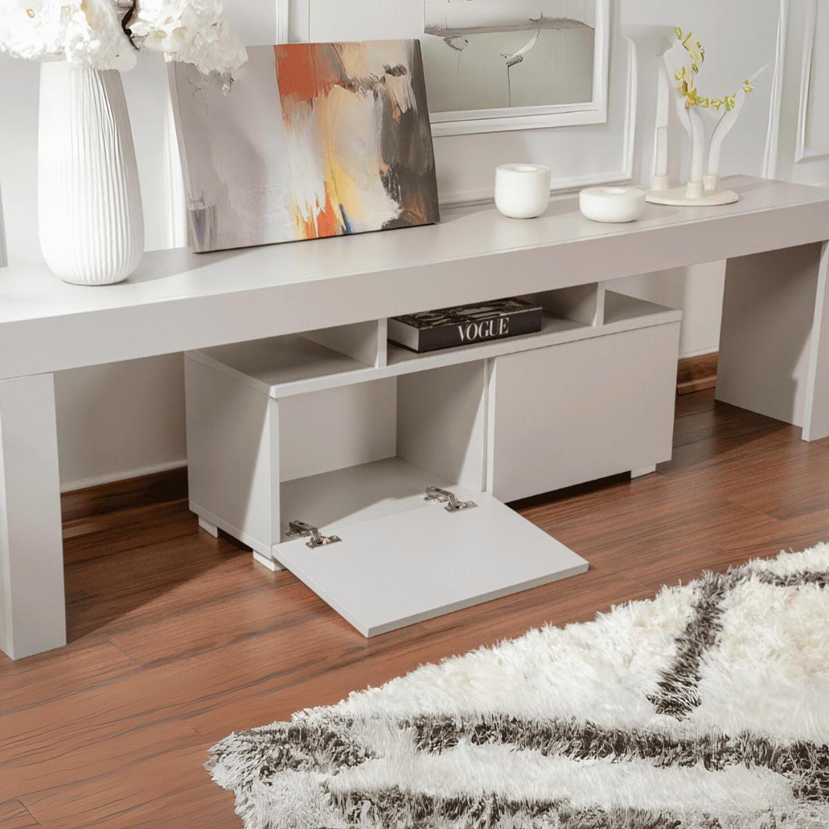 TV-MÖBEL mit 2 Klapptüren 180/31/50 cm - Grau, Holzwerkstoff (31.3/50/180cm) - Calicosy