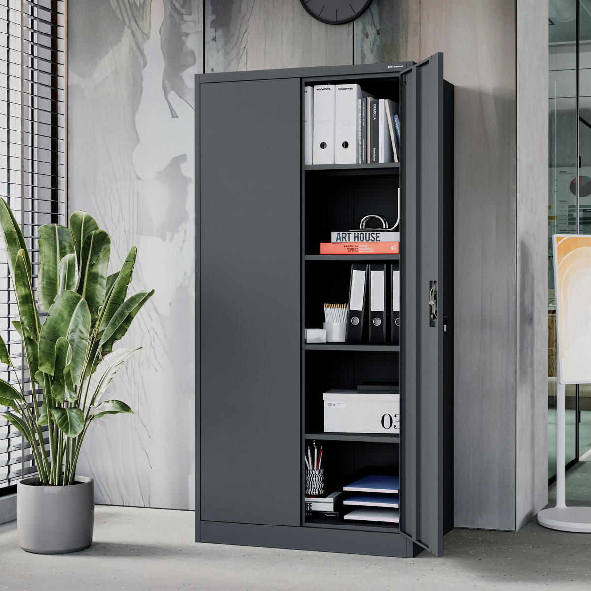 METALLSCHRANK für Büro und Werkstatt JAN D600 - Anthrazit, Metall (90/185/60cm) - Jan Nowak