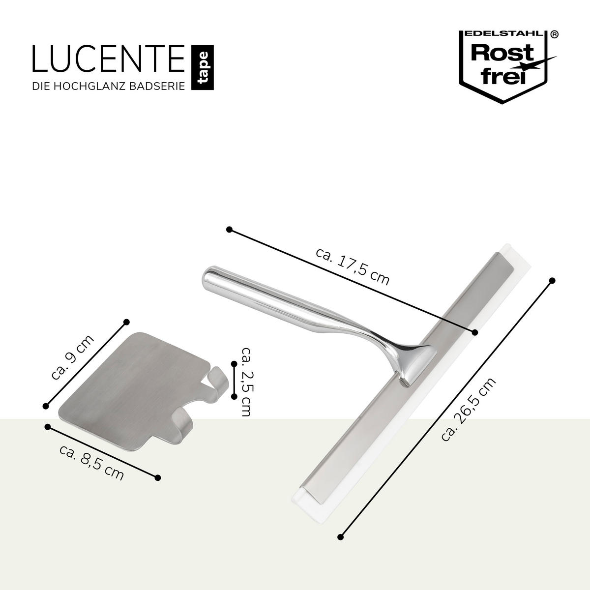 DUSCHABZIEHER LUCENTE TAPE verchromt - Chromfarben, Metall (26.5/17.5/2.5cm) - bremermann
