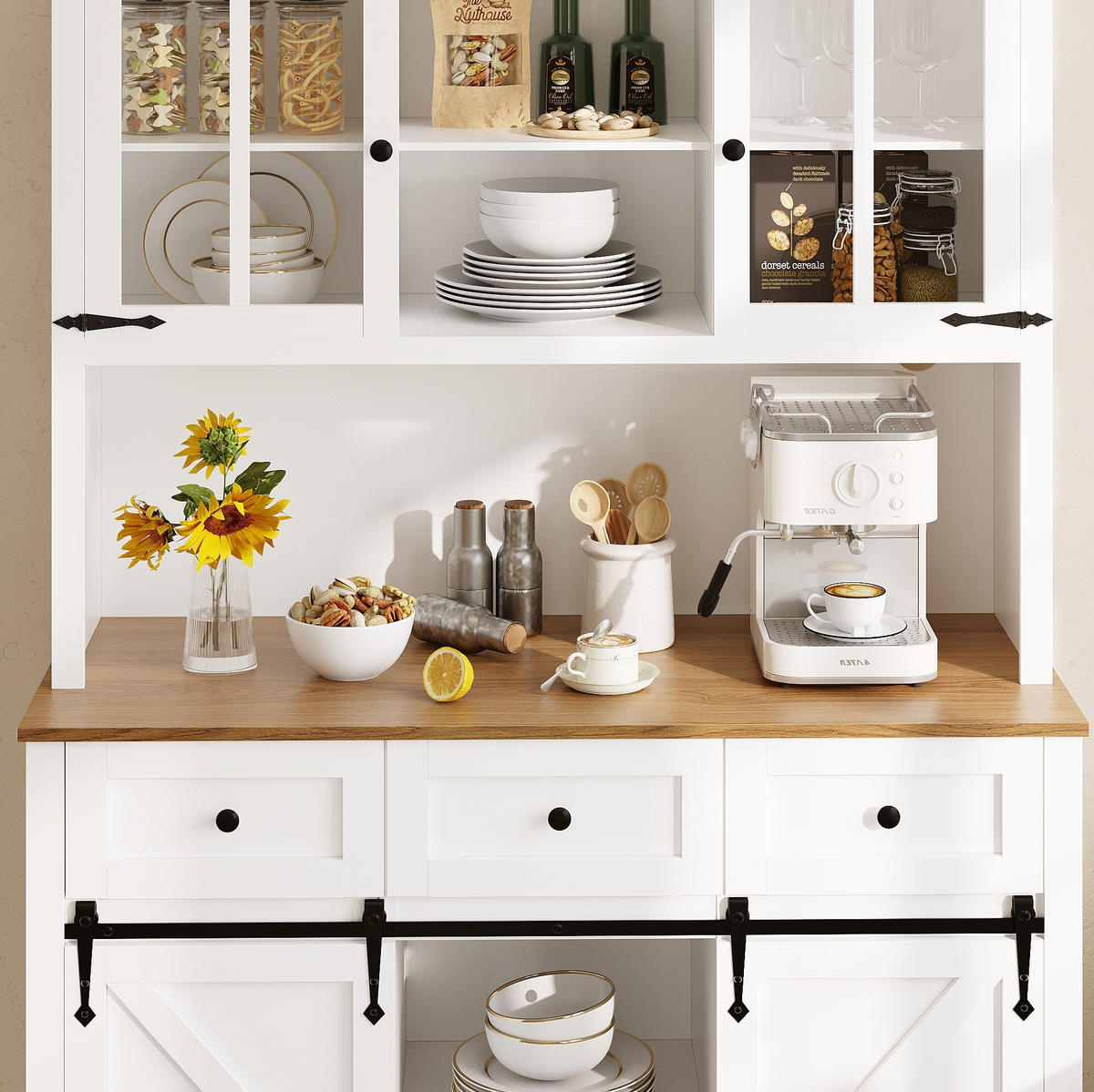 BUFFET 105/38,4/180 cm Weiß aus MDF mit LED - Weiß, Holzwerkstoff (105/180/38.4cm) - OKWISH