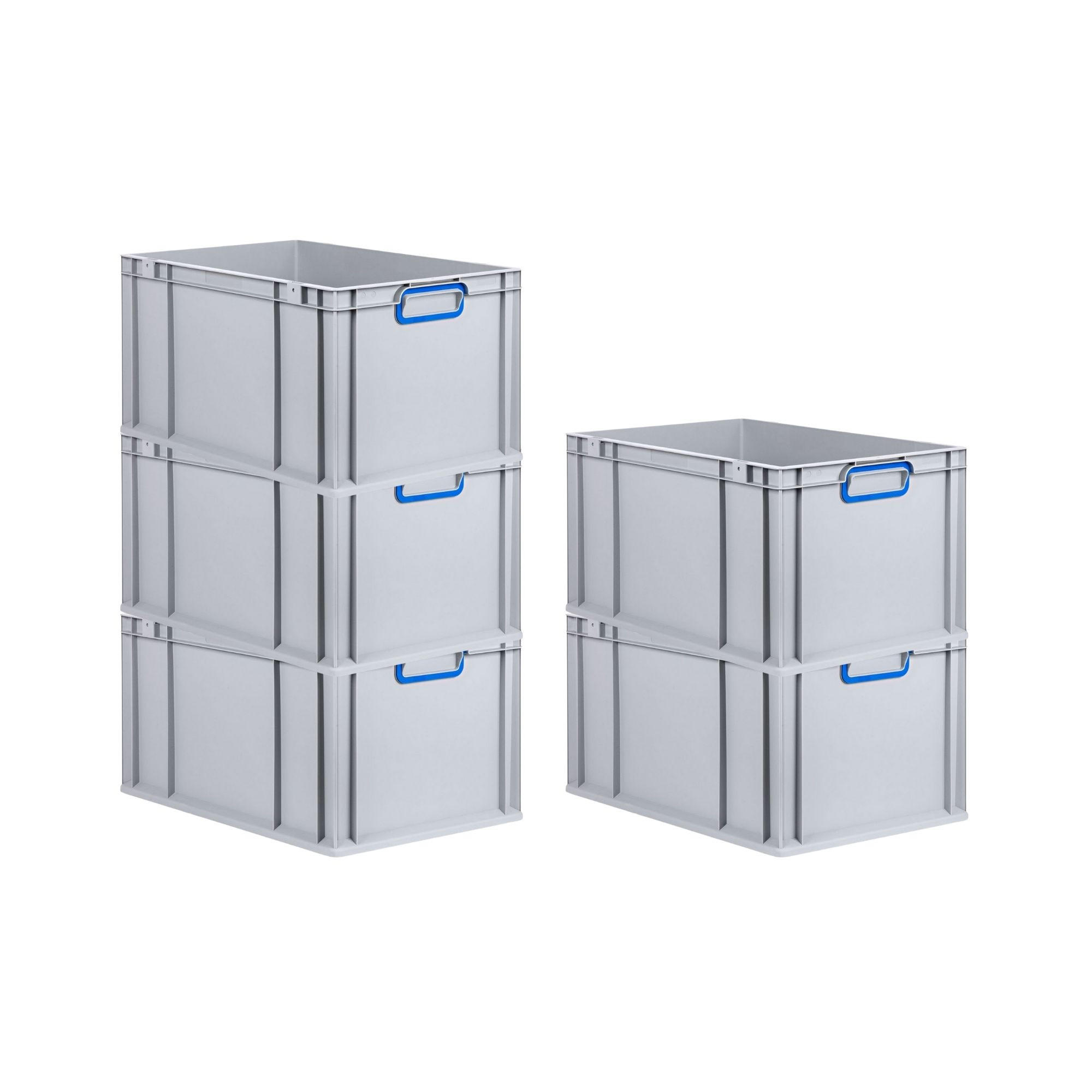 EUROBOX 5x Nextgen Color 32x40x60cm 65 Liter Griffe Blau Geschlossen - Blau, Kunststoff (40/32/60cm) - PROREGAL