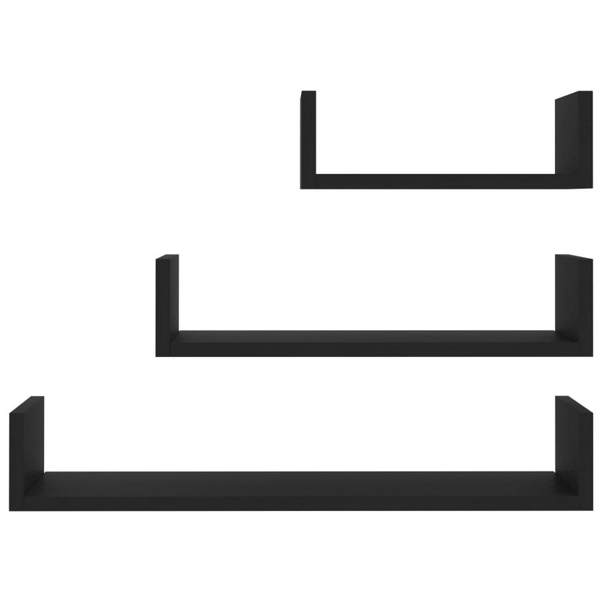 WANDREGALESET 3-tlg. 30-60/15/10 cm aus Holzwerkstoff Shwarz - Schwarz, Holz (60/10/15cm) - vidaXL