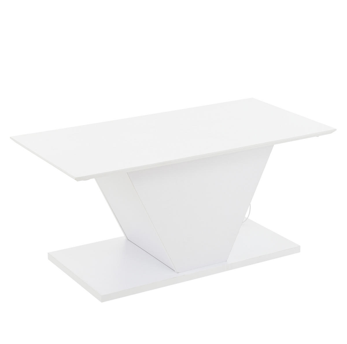 COUCHTISCH 100/50/46 cm Weiß aus Spanplatte mit LED-Leuchten - Weiß, Holzwerkstoff (100/50/46cm) - OKMYHOME