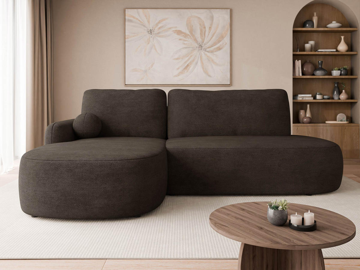 ECKSOFA Loridu O, Seite: Links - Schwarz/Braun, Holz/Kunststoff (274/174cm) - MIRJAN24