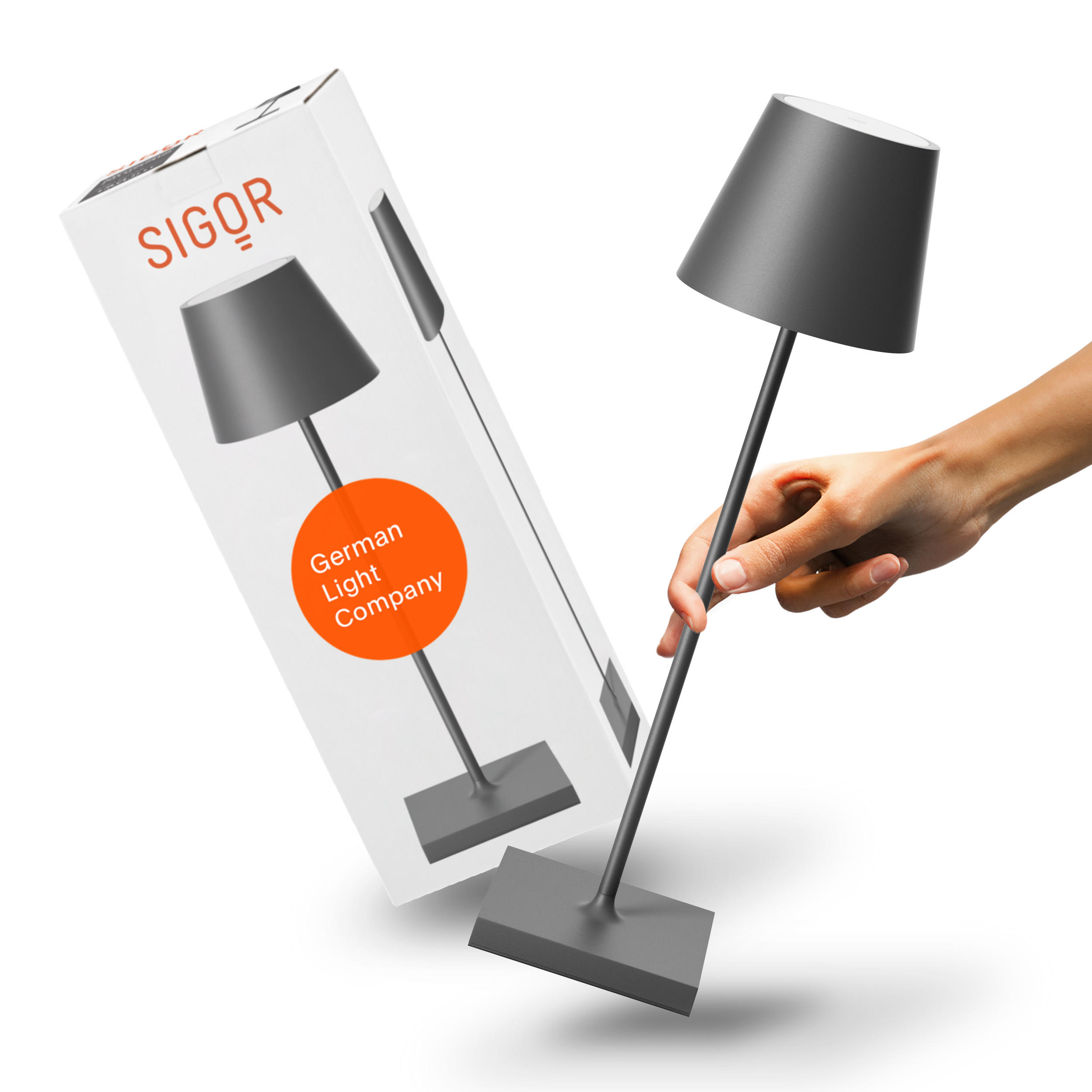 LED Akku-Tischlampe, Nuindie 3.0 graphitgrau - Grau, Metall (38/10/38cm) - Sigor