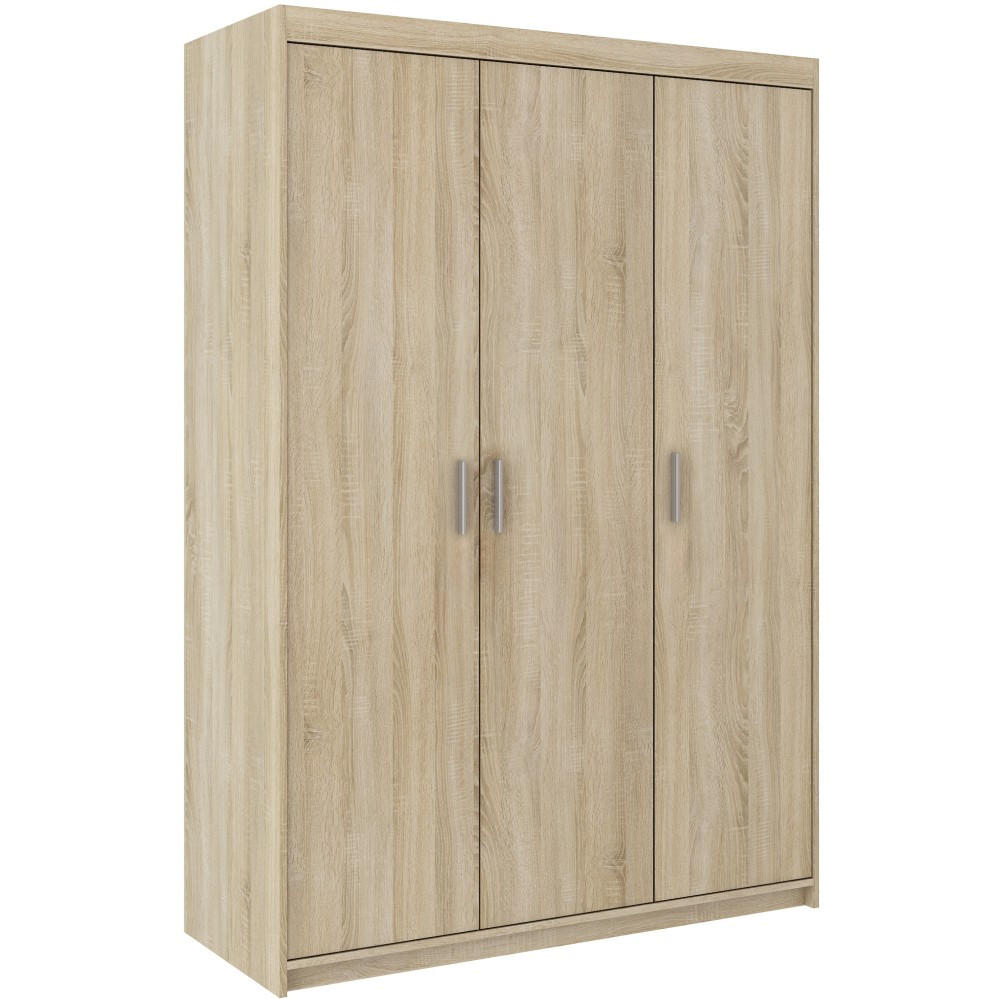 DREHTÜRENSCHRANK Elena mit 3 Türen, ohne Spiegel, Sonoma Eiche - Sonoma Eiche, Holzwerkstoff (130/190/53cm) - Beautysofa