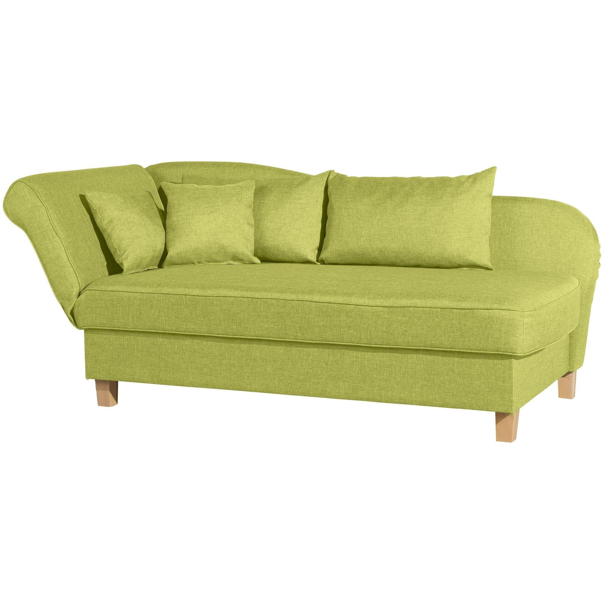 RECAMIERE mit Armteil links klappbar Katia Bezug Flachgewebe Buche natur / apfel - Grün, Kunststoff (190/82/88cm) - 58aufmkessel