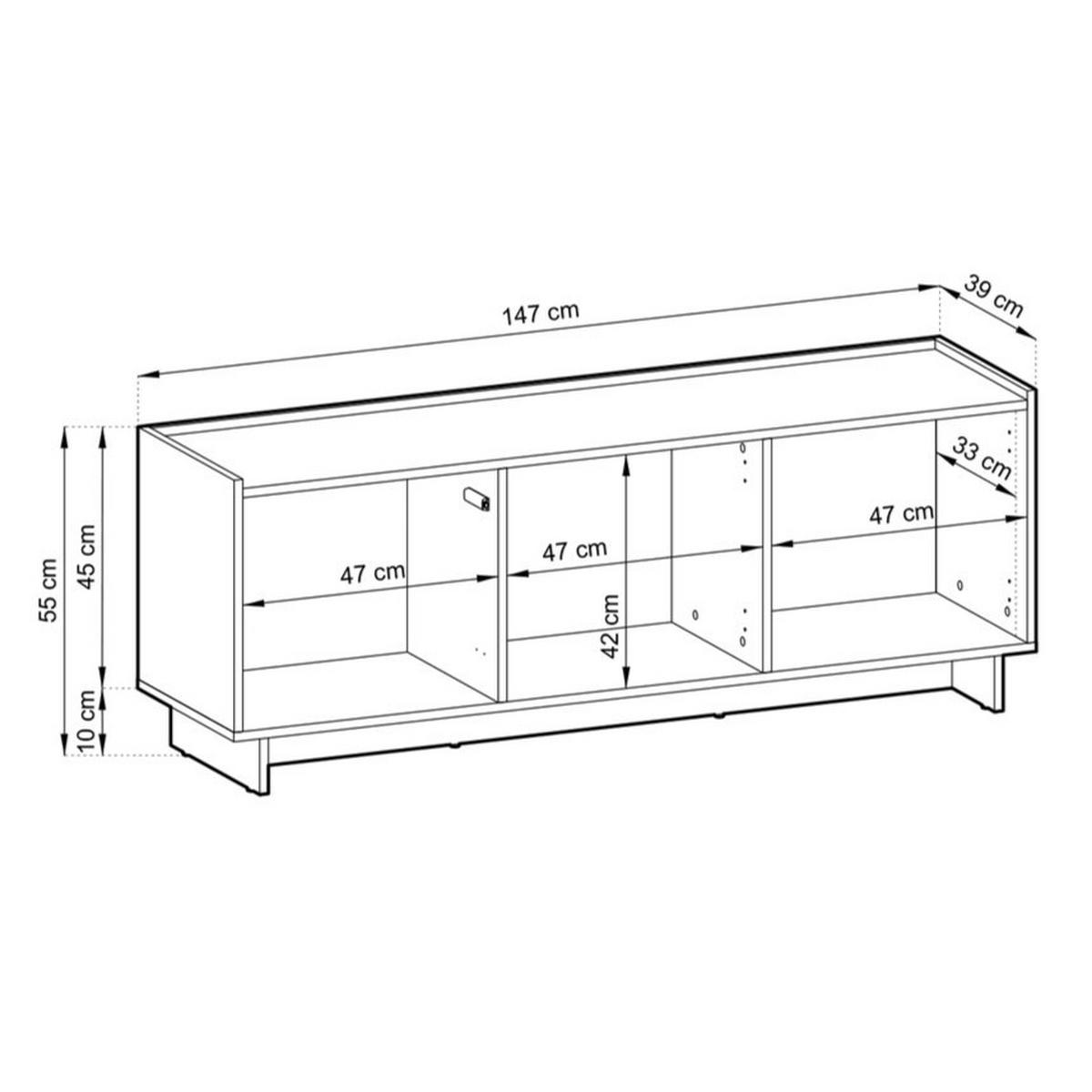 TV-LOWBOARD SUNA 147 cm (Karamell Eiche, Push to Open) - Eichefarben, Holz/Holzwerkstoff (147/55/39cm) - Ravio